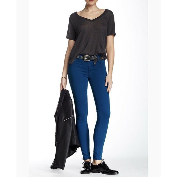 NEW J.BRAND MID-RISE SUPER SKINNY BLUE VELVET PANTS - SIZE 23 - Picture 1 of 11